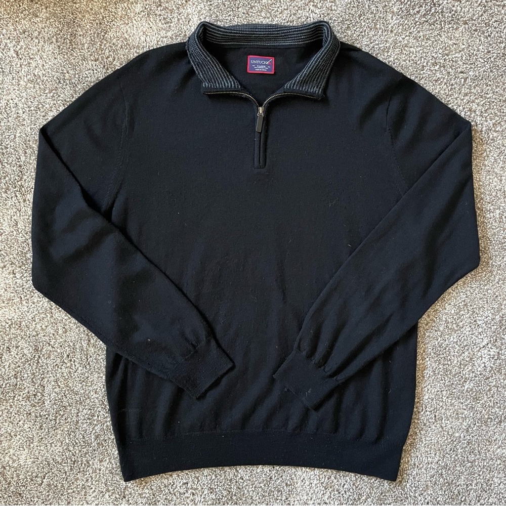 UNTUCKit Men’s 1/4 Zip Merino Wool Sweater Size XL